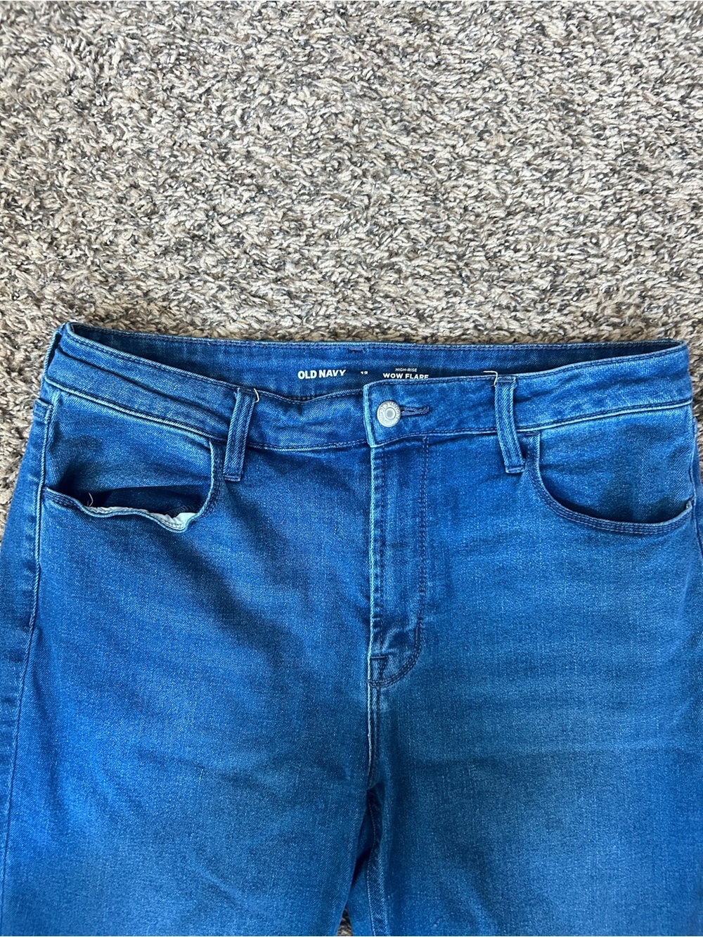 Old Navy Blue Flared Jeans - Women's Wide Leg - Picture 2 of 4